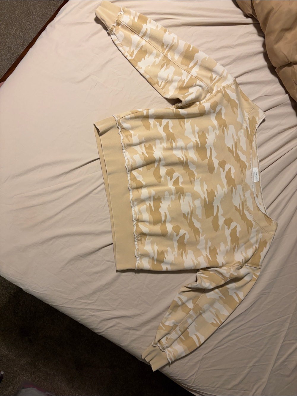 American Eagle Outfitters Beige & White Camo off the shoulder Sweatshirt